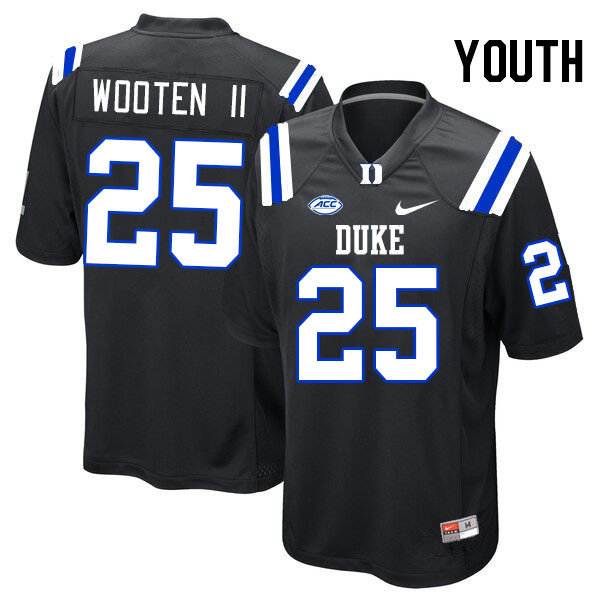 Youth #25 Al Wooten II Duke Blue Devils College Football Jerseys Stitched-Black